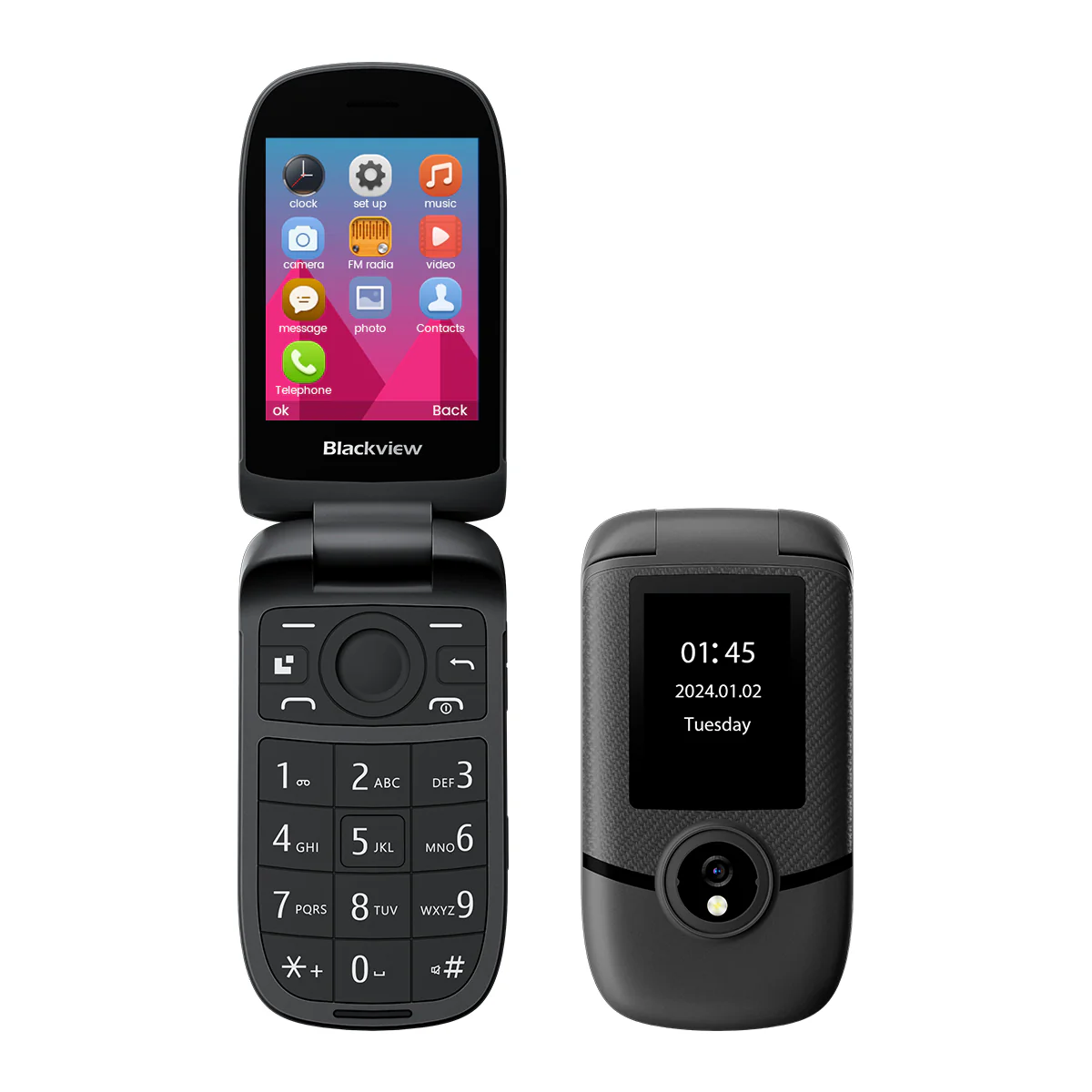 Blackview N2000 Flip 2,8"+1,77" Display Unisoc T107 1500mAh Dual-SIM 4G-Handy